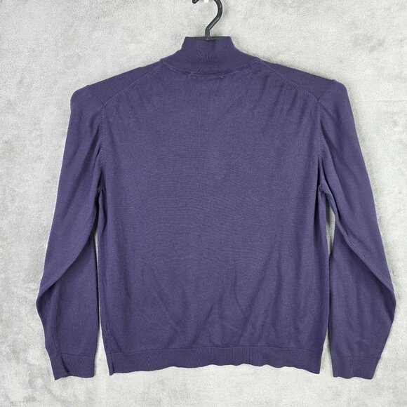 Mens Murano Purple 1/4 Zip Pullover Sweater Cotton Blend Long Sleeve Size L - Picture 3 of 6